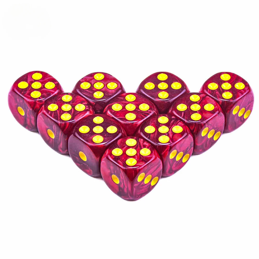 D6 Dice Set 10pcs/lot Round Corner 6-Sided 16mm Acrylic Dice for DND RPG Entertainment Party Roleplaying Table Board Games