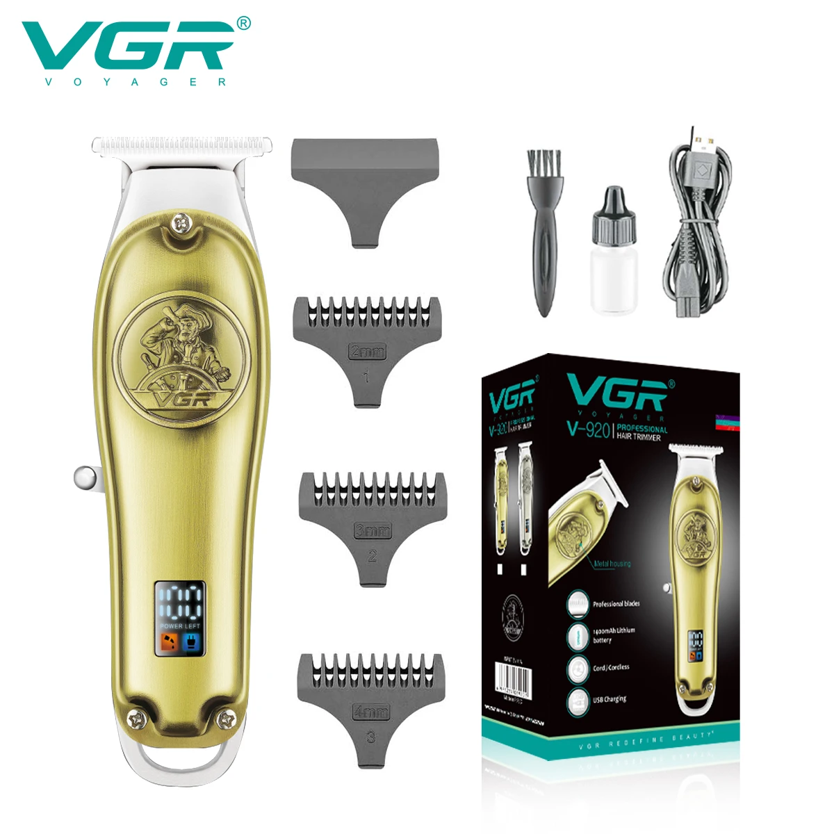 

VGR Hair Clipper Professional Hair Trimmer Electric Haircut Machine Cordless Hair Cutting Machine Metal Clipper for Men V-920