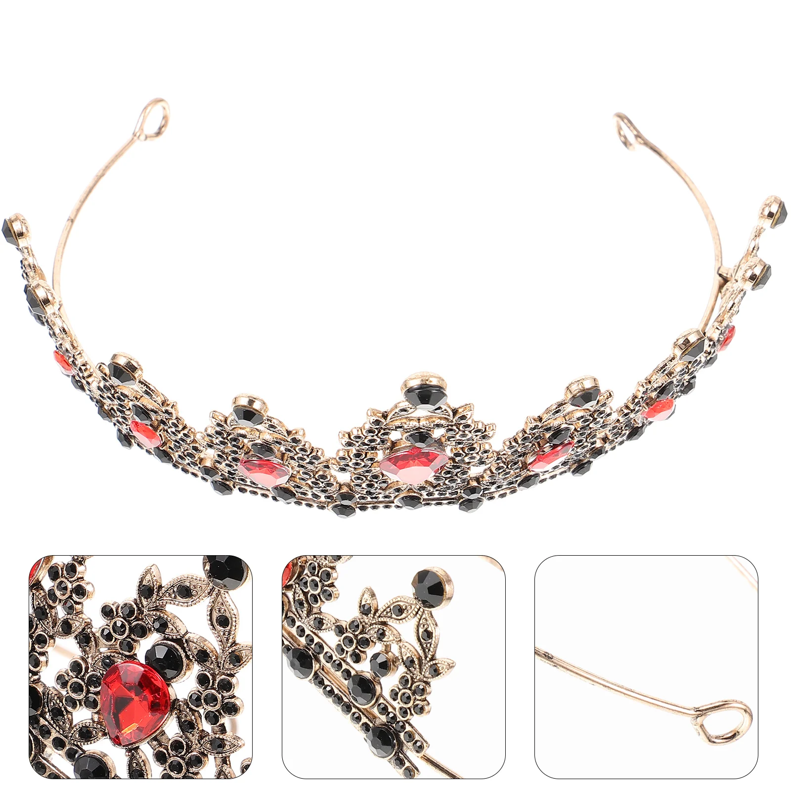 

Wedding Hair Rhinestone Crown Accessories Gold for Women Classic Retro Vintage European Style