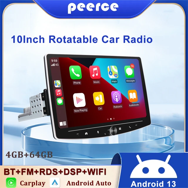 Radio con GPS para coche, reproductor Multimedia con Android, 10 pulgadas,  1 Din, Universal, giratorio, Audio, vídeo, WiFi, pantalla extraíble -  AliExpress