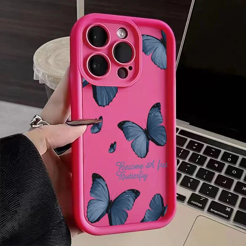 thumbnail image 1 of Funda de silicona con diseño de mariposa retro para iPhone 16, 15, 14 Pro Max Plus, 11, 12, 13 Pro, XS, 7, 8 Plus, SE, 2, X, XR, a prueba de golpes, 1 of 5