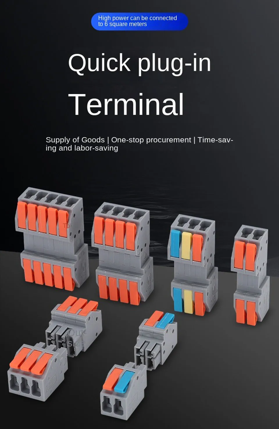 Description Picture 2 of itemDocking Quick Wire Connector Universal Compact Push-in Conductor Terminal Block High power Male female Cable joints 3/4/5 pin