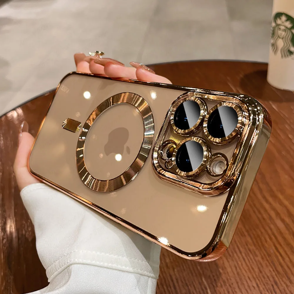 Premium Desert Gold Phone Case with MagSafe and Magnetic Lens Protector - Soft Clear Cover