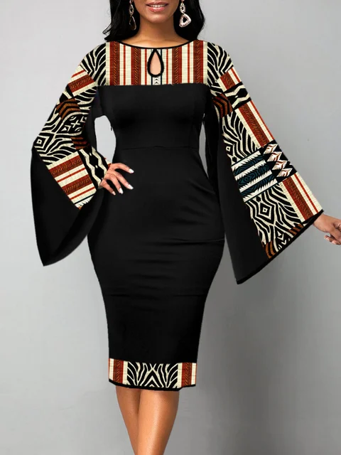 Amarachi Lantern Sleeve Print Dress