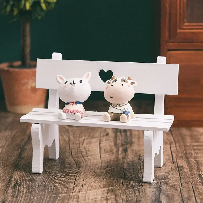 Mini Creative Doll Housefurniture Toys Bench Home Decoration Solid Color Small Bench Shooting Background Props Garden Ornaments