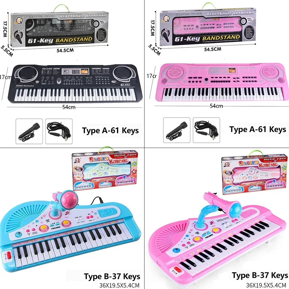 Chriyungel Kids Electronic Piano Keyboard with Microphone  61 / 37 Keys Organ Musical Instrument Toy Gift for Child Beginners 2