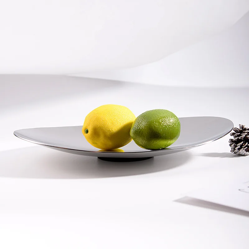 

Nordic Decorative Silver Stainless Steel Plate Fruit Holder Snack Food Serving Dish Luxury Storage Fruit Bowls For The Kitchen