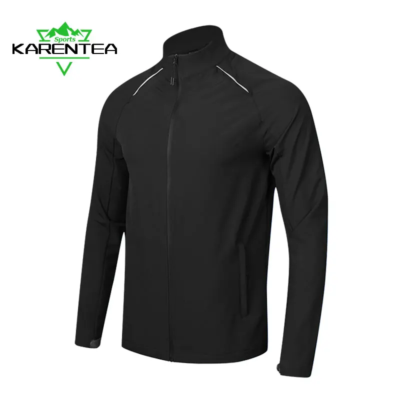 

Karentea Running Jacket Men Waterproof Coat Reflective Jogging Gym Fitness Sportswear Hiking Outdoor Clothing Sport Zipper Top