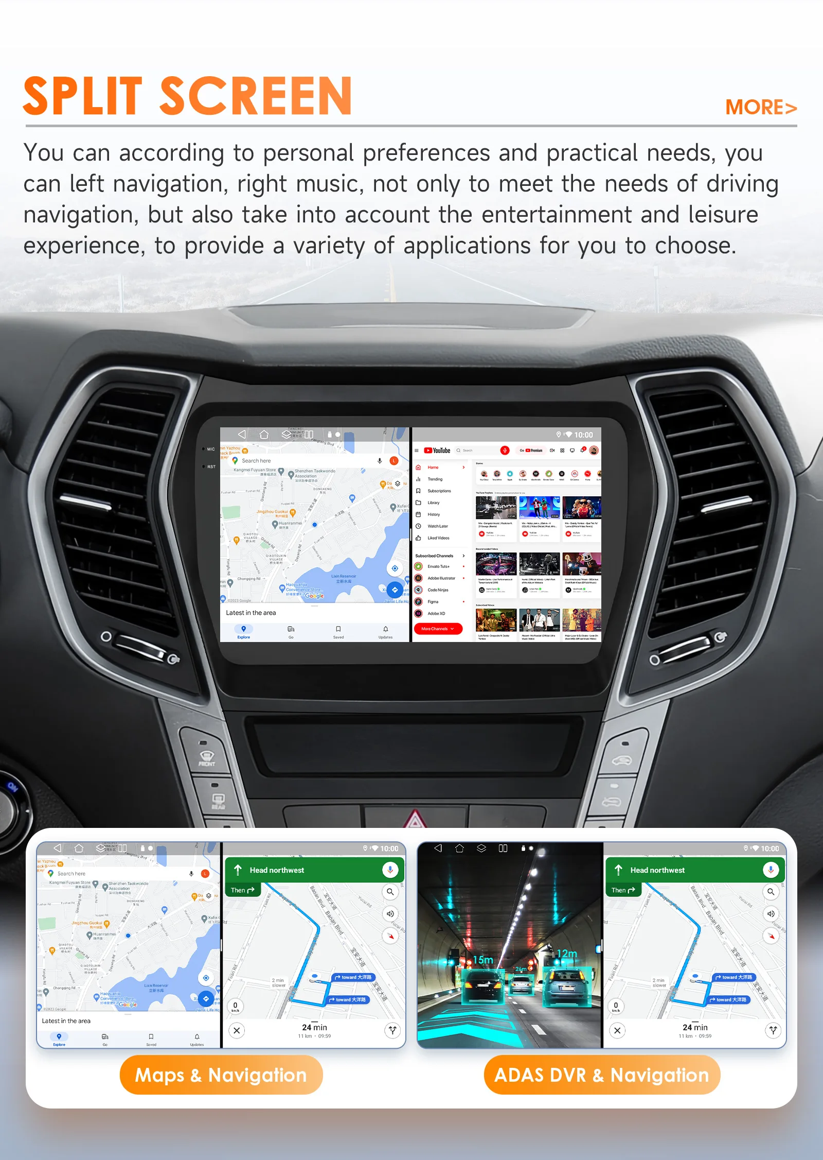 Hizpo 9 Zoll Autoradio für Hyundai IX45 Santa Fe 2013–2017 Stereo Android Auto Wireless Carplay Navigati 2 Din Android Autoradio – Detail 32