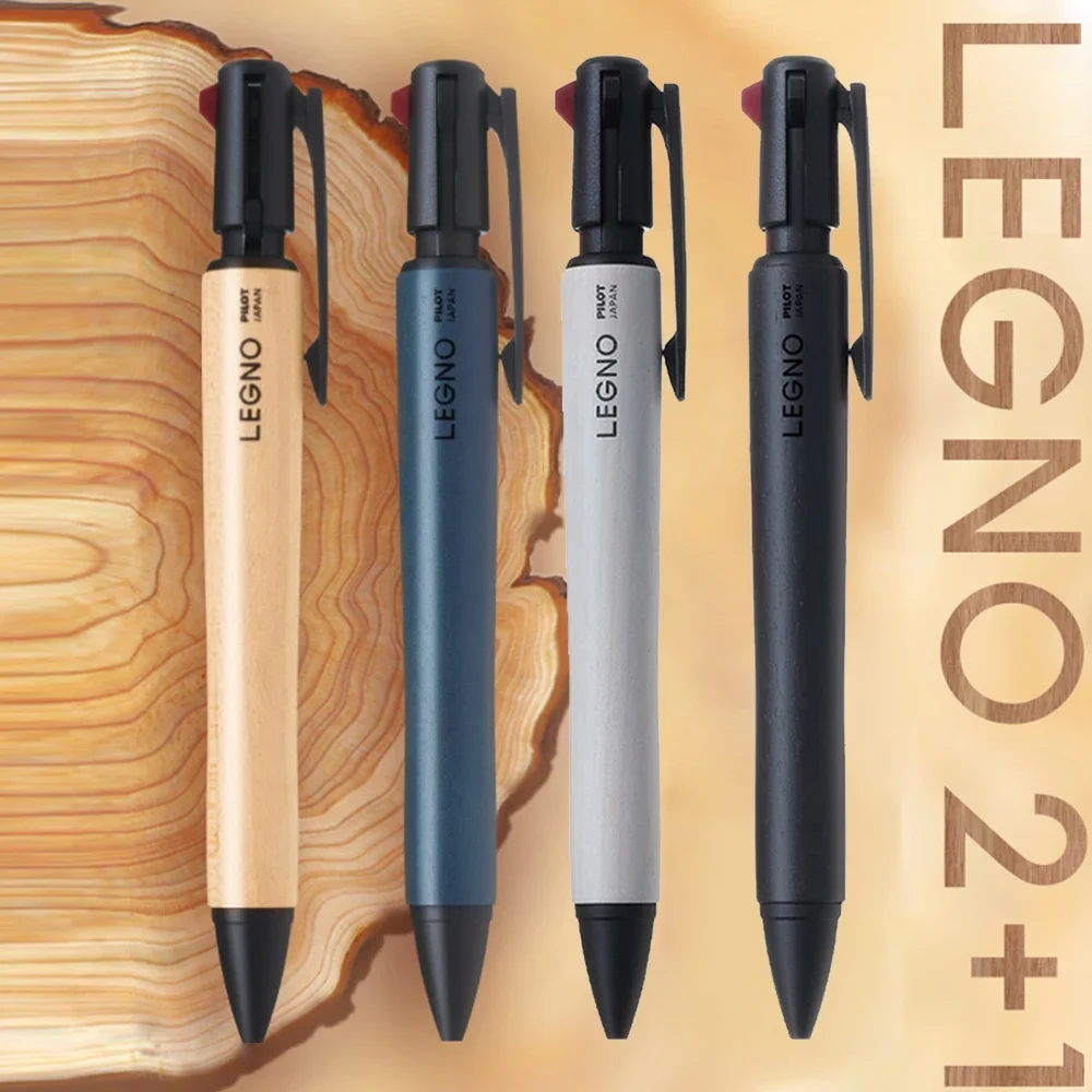 Multifunction Pen Wooden Rod Oil Ballpoint Pens Mechanical Pencil 1pcs Japan Pilot LEGNO 2+1 Black Red Core School Supplies multifunction pen