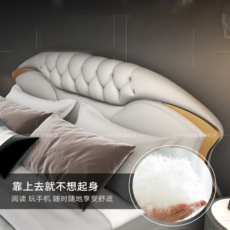 Luxury high-end large bed in the hotel, American style light luxury home bedroom, master bedroom, double room, high-end furnitur