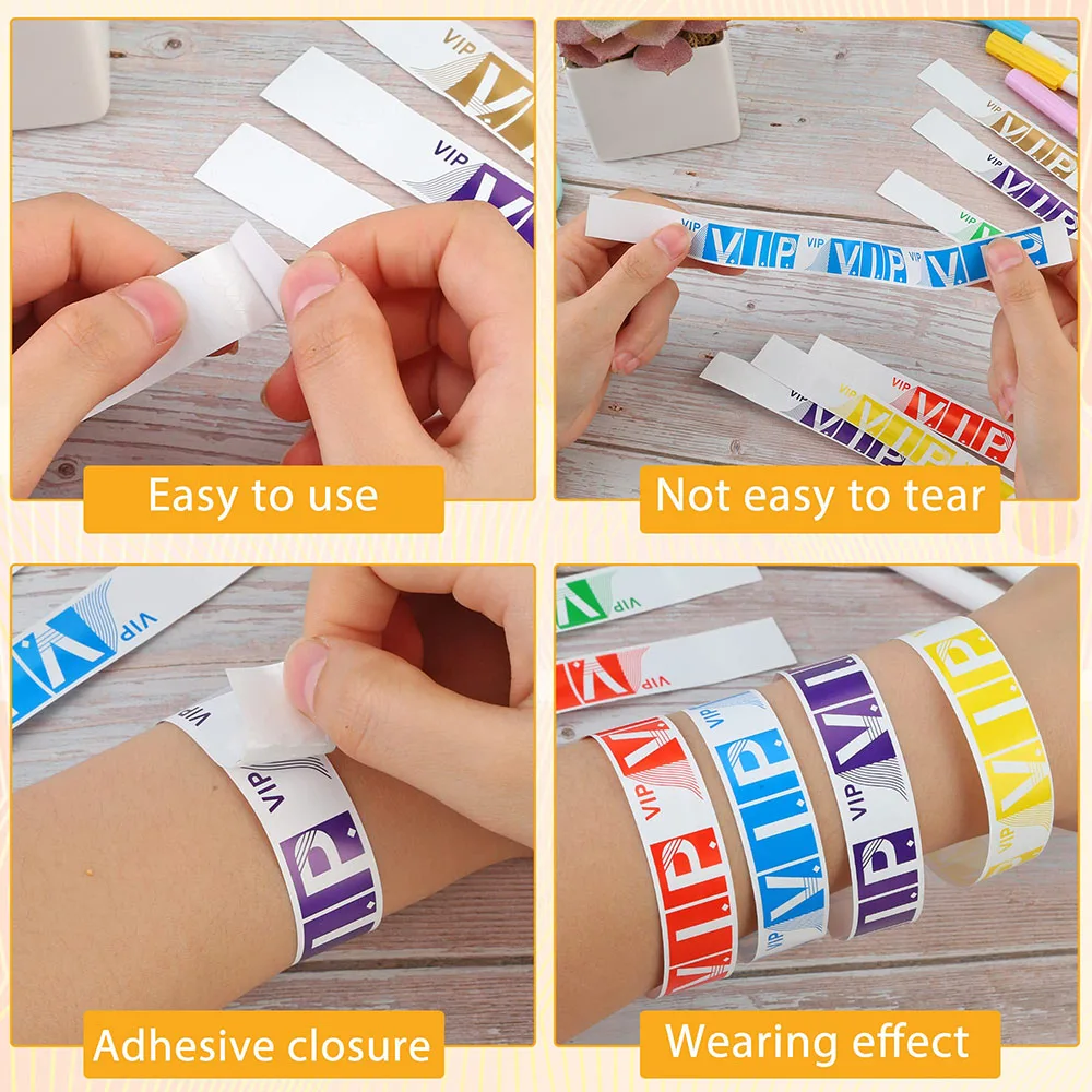 100Pcs/Set VIP Wristbands For Events Waterproof VIP Wristbands Neon Colored For Concert Party Amusement Parks