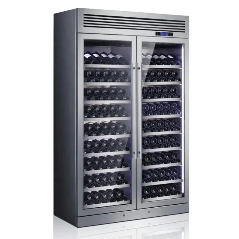 European Thermostatic Wine Cabinet Wine Cooler Cabinet 200 Bottles Full Fridge Commercial