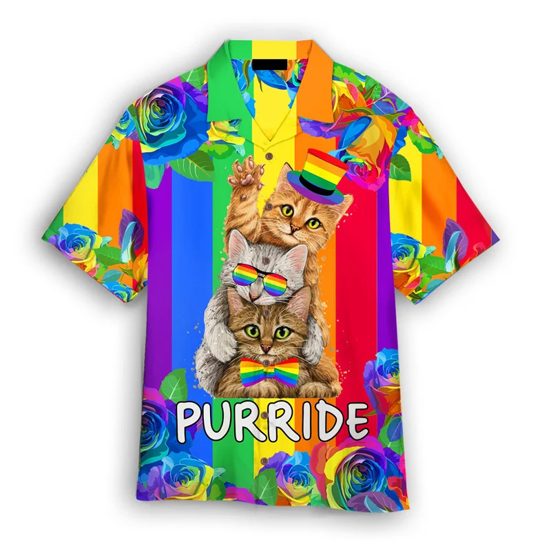 

ЛГБТ, гей-Прайд гавайская рубашка для мужчин и женщин, летние уличные рубашки с 3d принтом, рубашки с лацканами Love Is Love и короткими рукавами, блузка на пуговицах Y2k