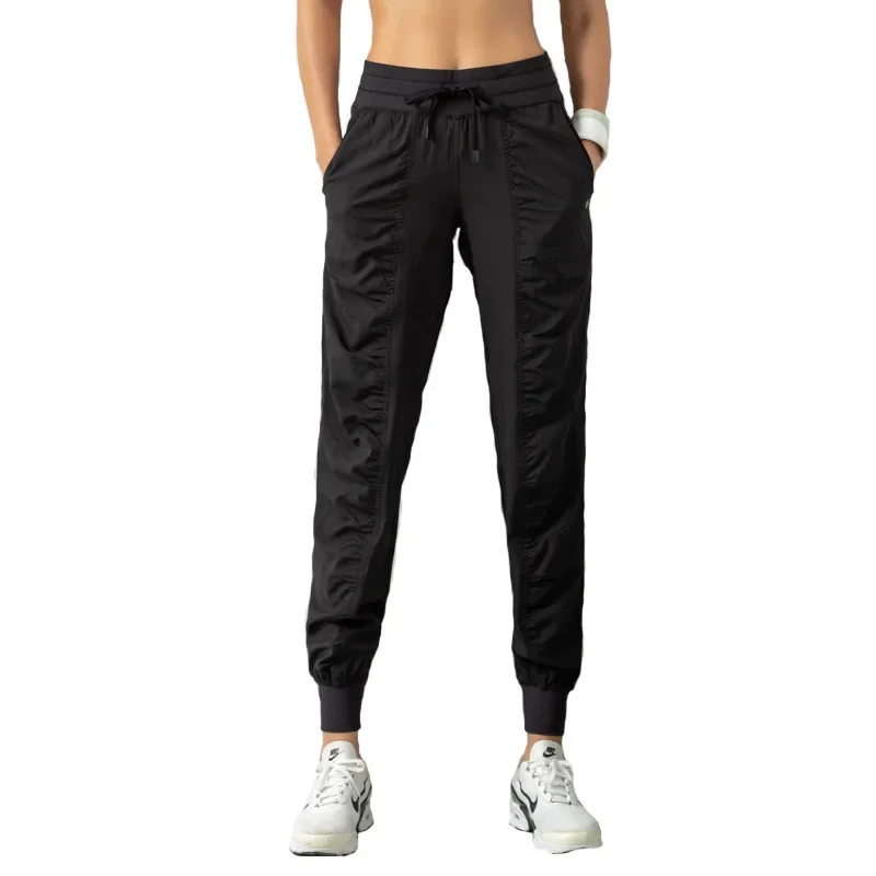 Spring Summer Casual Drawstring Fitness Pants Loose Running Sports Shorts Quick Dry Bungee Cord Waistband Sweatpants