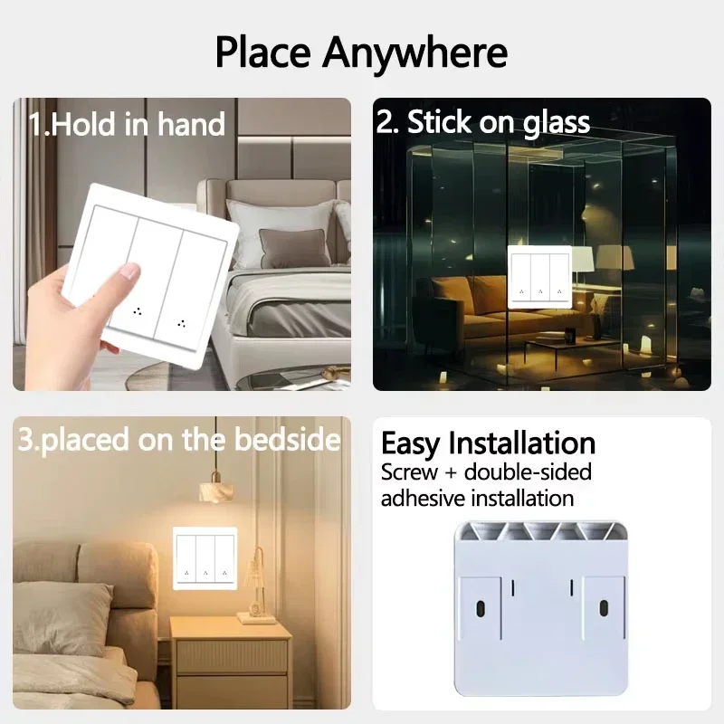 RF 433MHz Wireless Smart Wall Light Switch Panel Remote Control Mini Relay Receiver 1/2/3 Gang Push Button for LED Lightings Fan