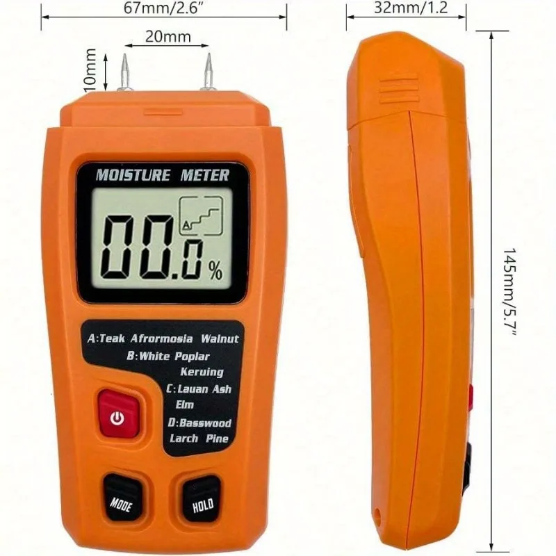 Digital Wood Moisture Meter Wood Humidity Tester Hygrometer Timber Damp Detector Large LCD Display