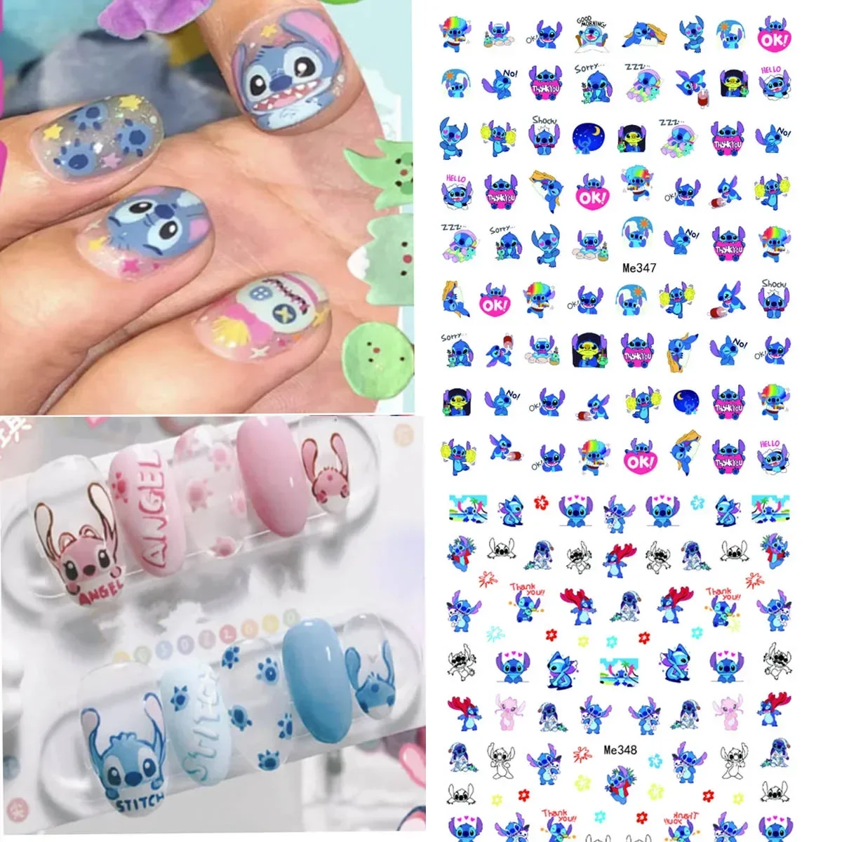 

Disney Cartoon Lilo Stitch Nail Stickers Art Supplies Disney Mickey Minnie 3D Stickers Nails Art Supplies Decoration for Kids