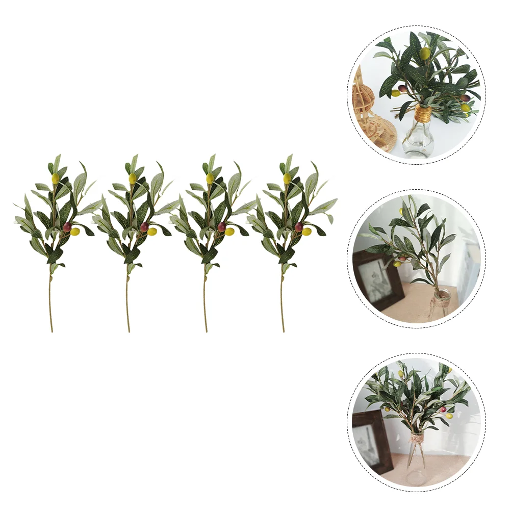 

4pcs Olive Branches Olive Stems Artificial Olive Branches Stems with Olive for Party