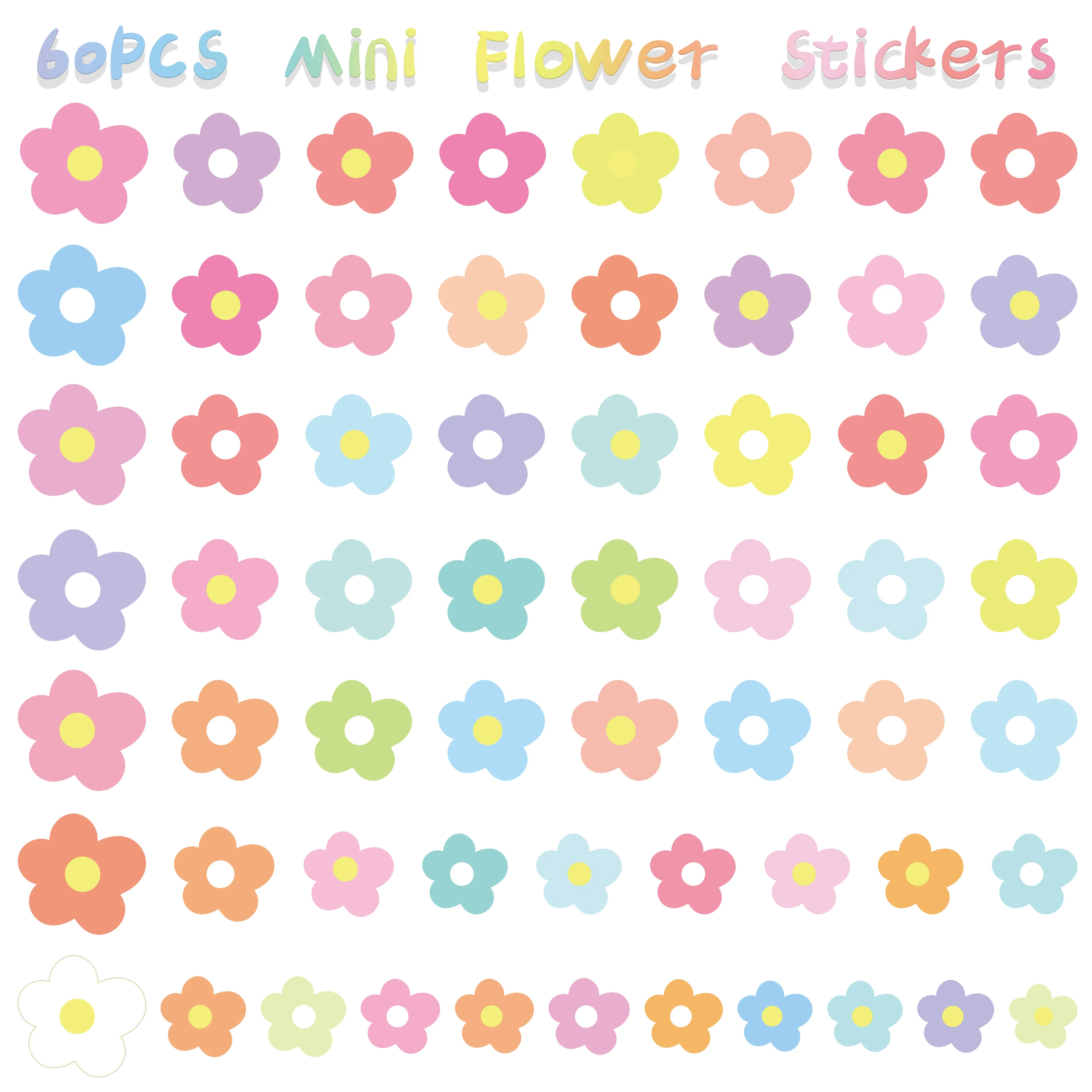 Mini flower bottle stickers reward children for face Universal decorative back adhesive reusable wall items Room background