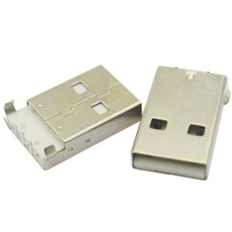 

500PCS USB 2.0 A Type Male Plug Right Angle SMT PCB Mount 4 Pin Surface White Insulator