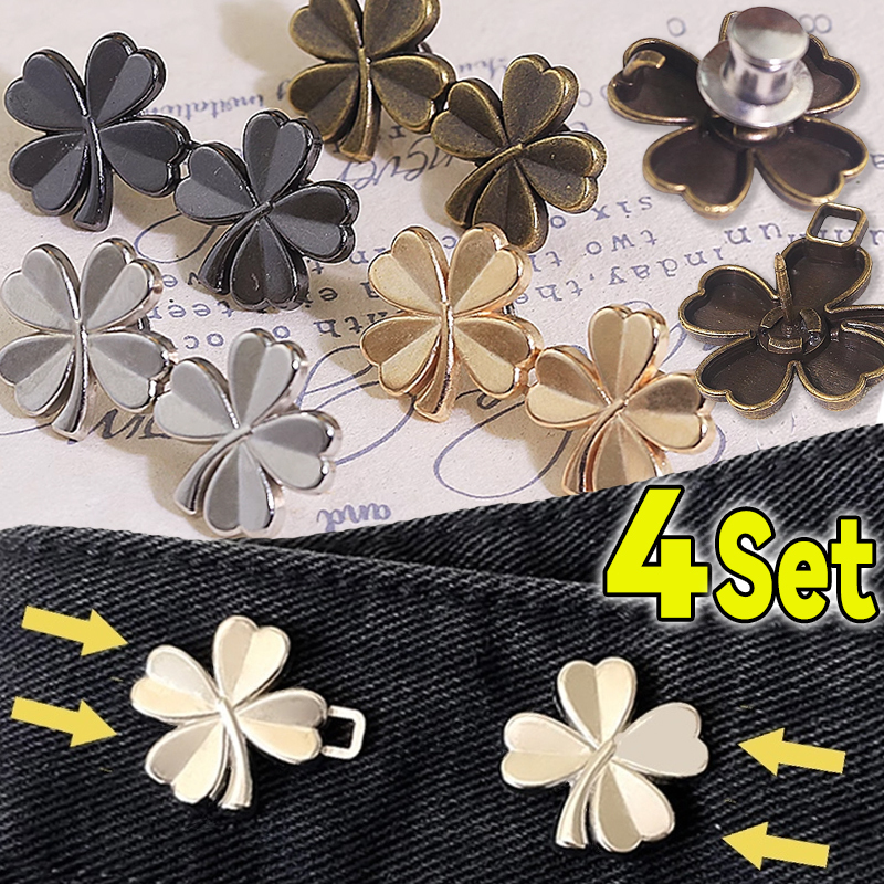 1/4Set Tighten Waist Buckle Alloy Brooches Pins Clip Adjustable Snap Button Jeans Buttons Detachable Clothing Accessories Diy