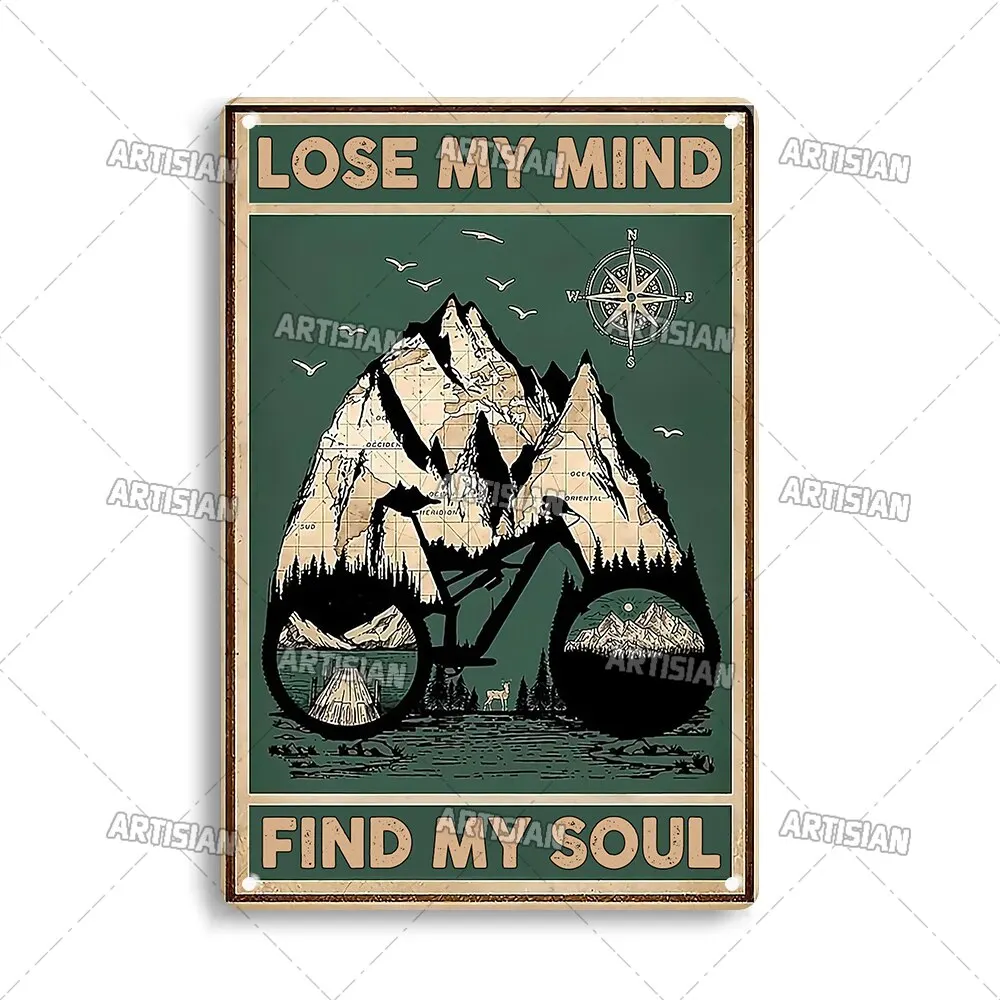 Artisan bisiklet sürme Metal Poster Vintage bisiklet teneke plak duvar dekor için garaj Bar Pub kulübü otel Cafe mutfak spor