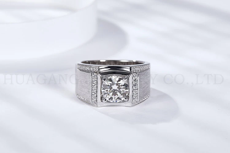 Moissanite Rings 2CT Brilliant Diamond Engagement Rings For Boy Man Promise Gift Sterling Silver Jewelry