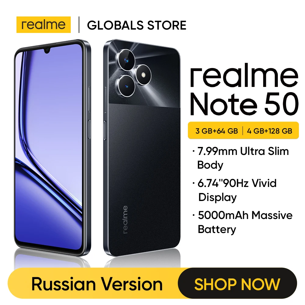 Realme 노트 50 6.74 인치 90Hz 디스플레이, IP54 방진 및 방수, 3 카드 슬롯, 5000mAh 배터리, 13MP 카메라, 7.99mm 울트라 슬림, 신제품 