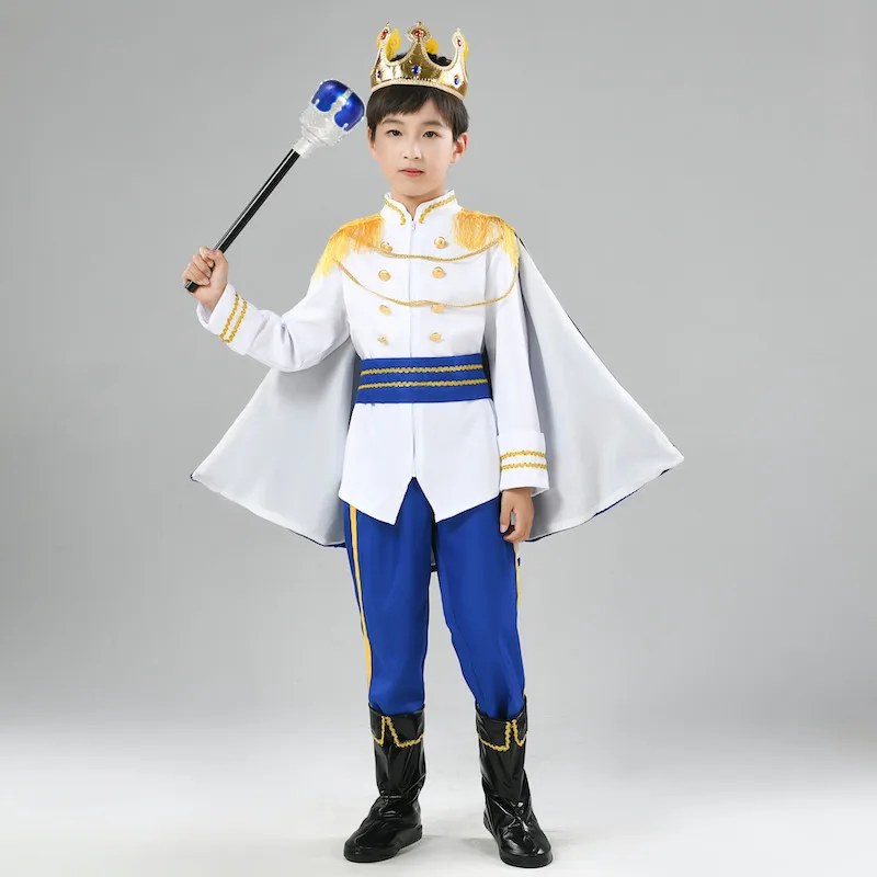 thumbnail image 4 of Disfraz infantil de Príncipe Rey para Halloween, Carnaval, 7 piezas, corona, cetro, capa, traje de realeza, 4 of 6