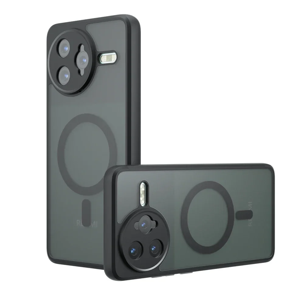 Shockproof Magnetic Matte Translucent Back Case with Skin Feel TPU Frame