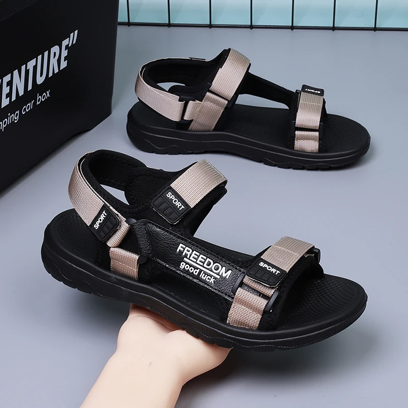Men Sandals Summer Breathable Casual Shoes Outdoor Concise Lightweight Beach Shoes Soft Sport Slippers Plus Size 38-47