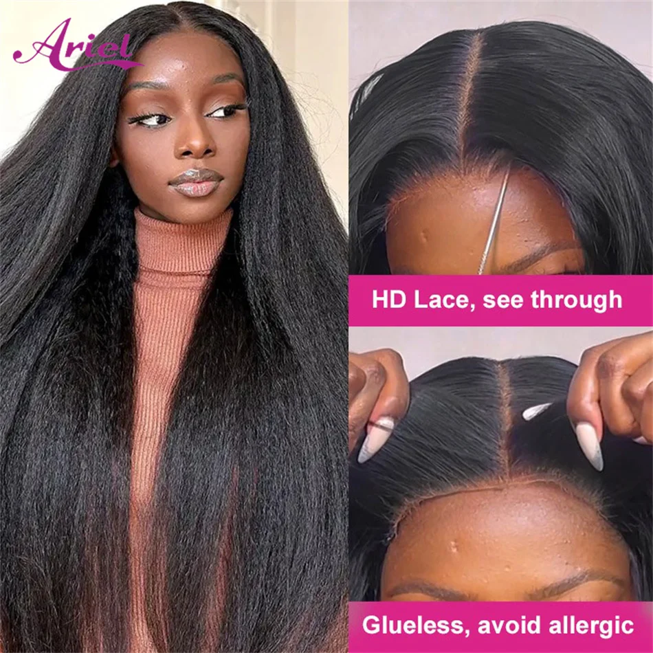 13x4 Kinky Straight Curly Lace Front Human Hair Wigs For Woman Yaki Transparent Lace Frontal Closure Wig Pre Plucked