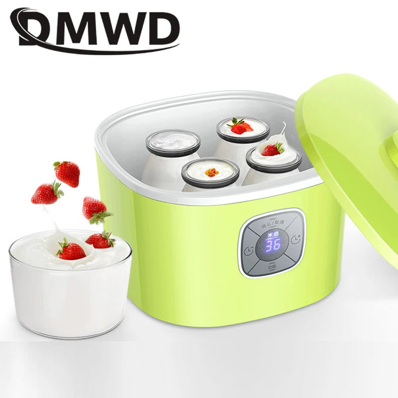 Electric Yogurt Maker Leben Fermenter Automatic Multifunction 1L Glass Liner Natto Rice Wine Fermenting Machine 4 Yoghurt Cups