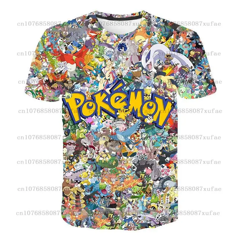 

Pokemon T Shirt Anime Pika Boy Girl Fashion Lovely T-Shirts Pikachu Boy O-neck Cotton Short Sleeve Tees Top