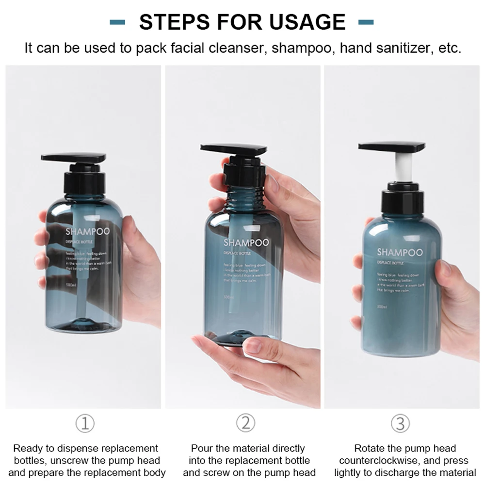 Soap Dispenser Refillable Bottle Soap Dispenser Bottle Refillable Plastic Bottles 500ML Soap Dispenser Bottle Set Bathroom Liquid Refillable Shampoo Shower Gel Bottle Lotion Press Empty Container
