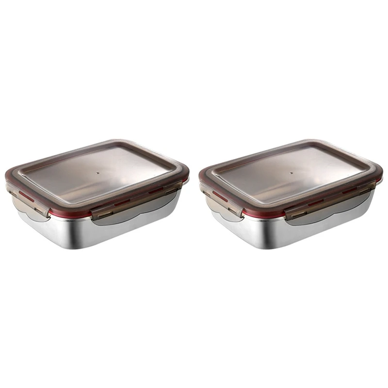 

2X 220Ml Stainless Steel Lunch Box Sealed Food Fresh-Keeping Boxes Office Bento Container Lunch Container