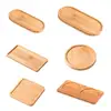 E1PD Bamboo Serving Platter Oval Bamboo Serving Tray Flower Plant Tray for Dessert Biscuit Drainage Tray 1