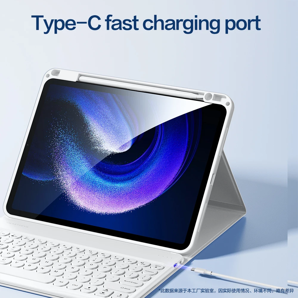 Smartdevil-teclado Bluetooth sem Fio Protetor Integrado Slot Magnético para Caneta Xiaomi Pad 6pro Redmi Pad se 10.6 11 - Imagem 3