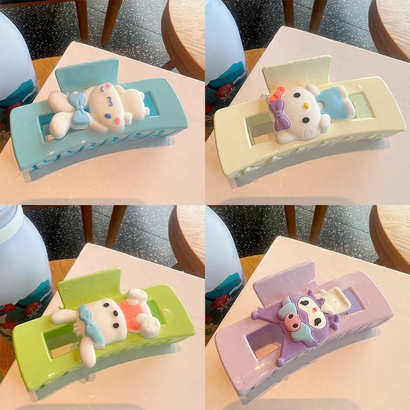 

New Sanrio Women Cartoon Hair Claws Kawaii Hello Kitty Pachacco Anime Cute Large Korean Girl Hairpin Headwear Hair Accessories