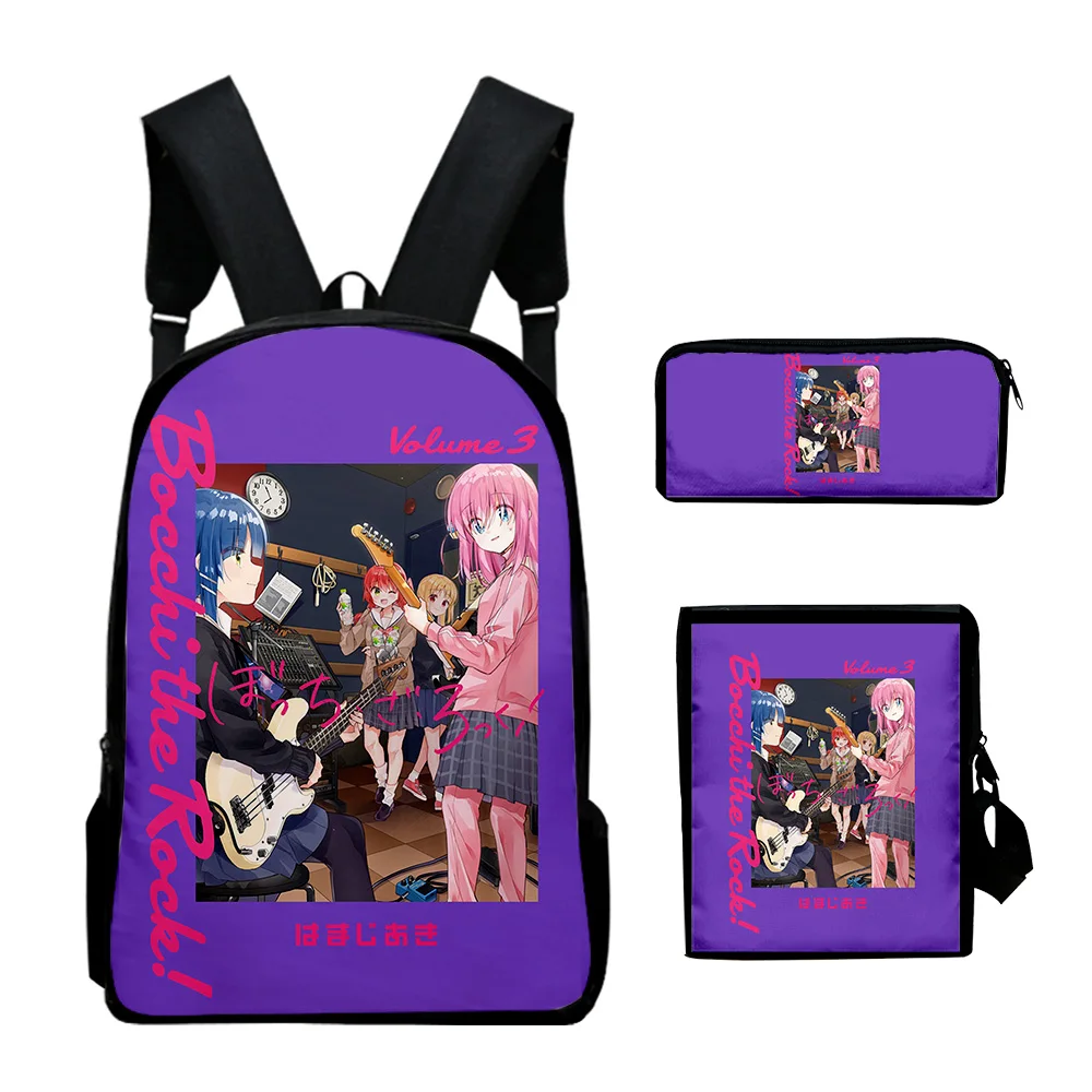 Popular Bocchi the Rock Anime 3D Print 3pcs/Set pupil School Bags Laptop Daypack Backpack Inclined shoulder bag Pencil Case