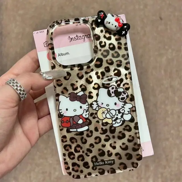 Sanrio Hello Kitty Leopard Print Phone Case For iPhone 15 14 13 11