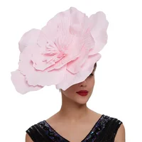 Large Flower Fascinator Hat Bridal Makeup Prom Kentucky Derby Headpiece  Photography Hair Accessories 3