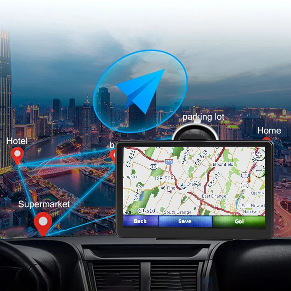 

7 Inch HD Car GPS Navigation FM Transmitter Car GPS Navigator Touch Screen Portable Navigator 256MB+16G Dual System 3D with Map
