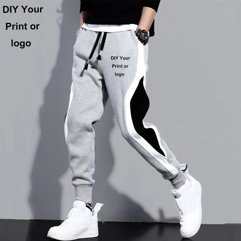 

Autumn Men's Wide Loose Casual Pants Mens Logo Customized Nine-Point Sports Elastic Rope Breathable Tie-Foot Trousers