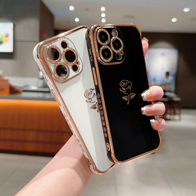Funda de silicona para teléfono móvil, carcasa suave de lujo con flores rosas para iPhone 11, 12, 13, 14, 15 Pro Max, X, Xs Max, XR, 7, 8 Plus, Mini SE 2020 - Image 2