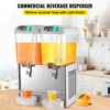 VEVOR Commercial Beverage Dispenser 18L 1/2/3 Tank Cold Beverage Dispenser Stainless Steel Juice Dispenser Thermostat Controller 2