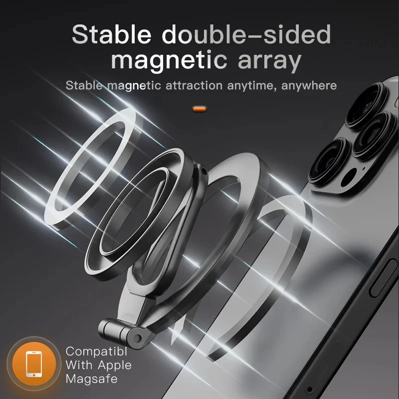 360° Double Sided MagSafe Phone Stand Magnetic Phone Ring Holder Kickstand Magnet Grip For iPhone 15 Android Gym Car Holder 2025