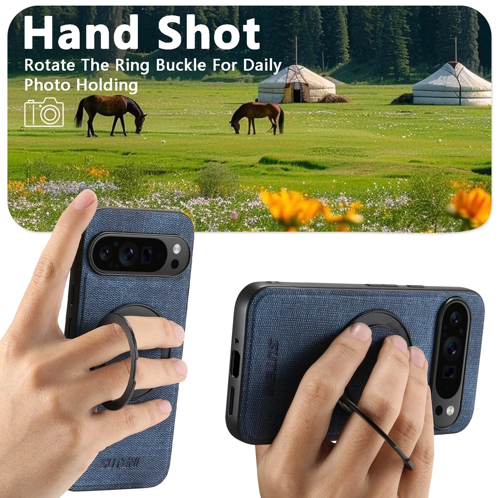 Magnetic Magsafe Phone Case with Ring Bracket and Bumper Shell