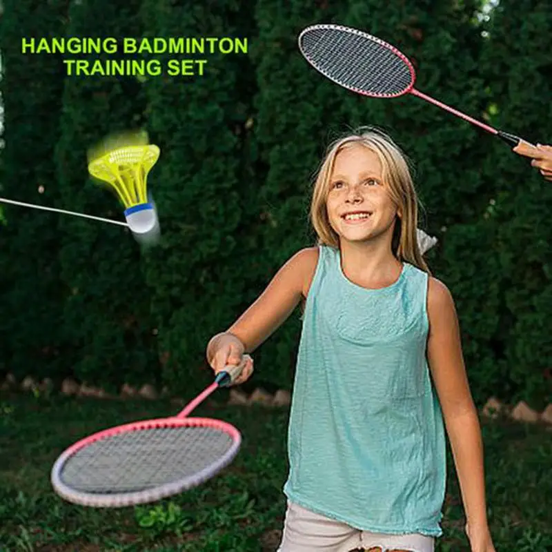 

Badminton Training Set Elastic Indoor Badminton Trainer Set with 3 Luminous Badminton Balls Solo Equipment for Badminton Single